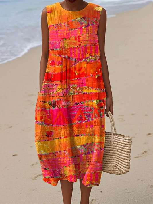 Faye™ | Robe midi Sunset patchwork