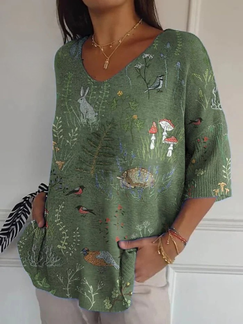 Estelle | Maille à motif botanique printanier