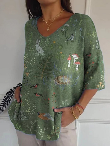 Estelle | Maille à motif botanique printanier