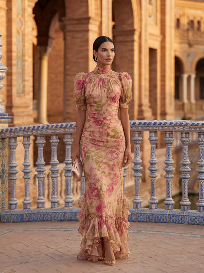 DELFINA™ | ROBE LONGUE FLEURIE EN CHIFFON