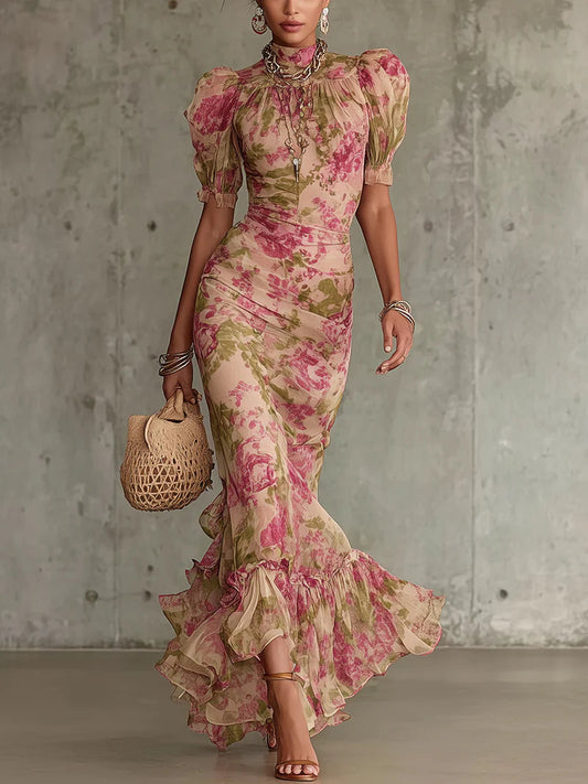 Fiora™ | Robe maxi roses vintage