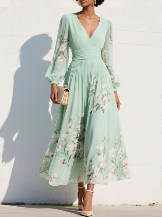 Sakura™ | Robe maxi plissée fleurie