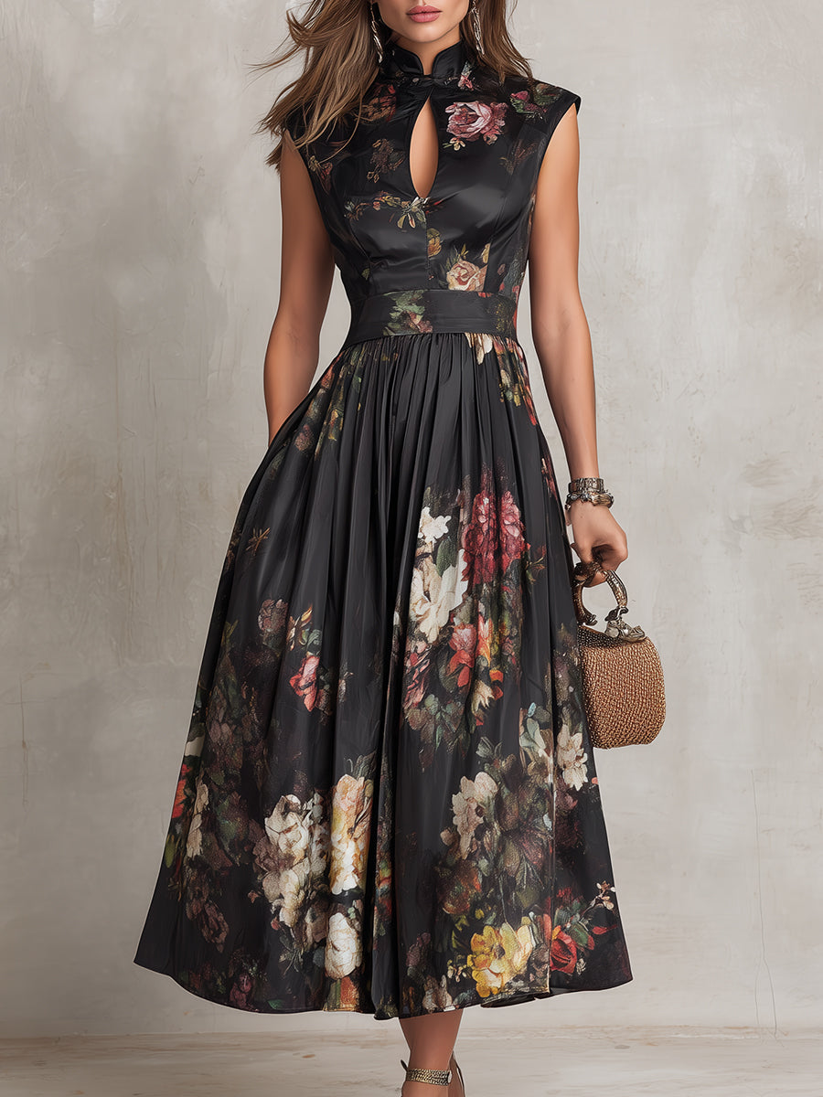 Keyhole™ | Robe midi plissée en satin