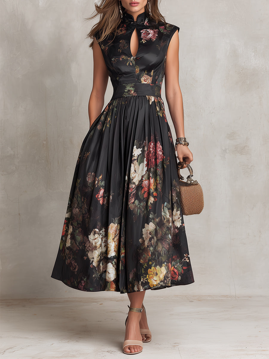 Keyhole™ | Robe midi plissée en satin
