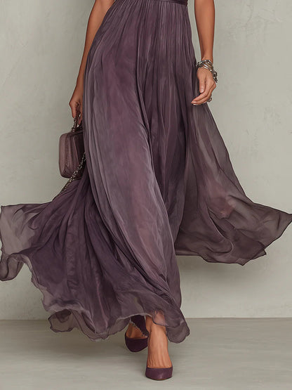 Flavia™ | Robe maxi en mousseline à encolure clé