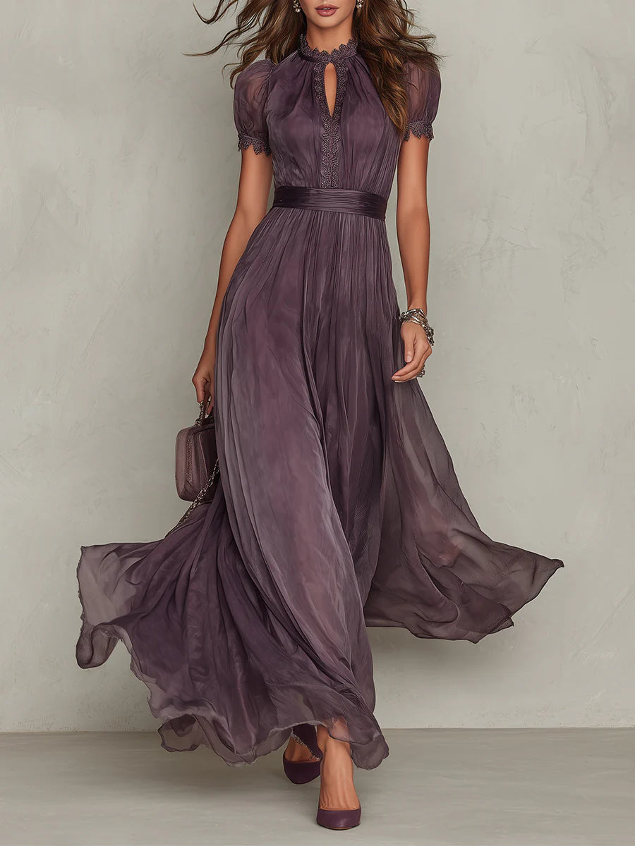 Flavia™ | Robe maxi en mousseline à encolure clé