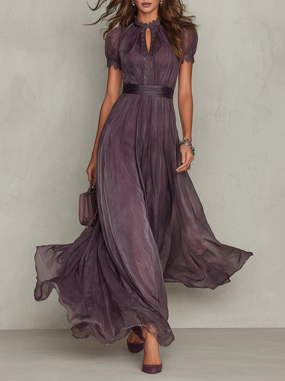 Flavia™ | Robe maxi en mousseline à encolure clé