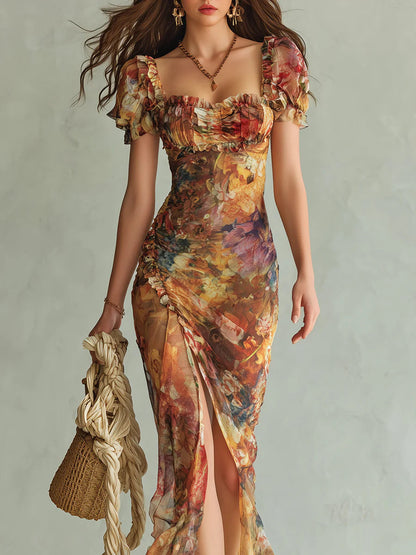 Peinture™ | Robe longue bohème orange