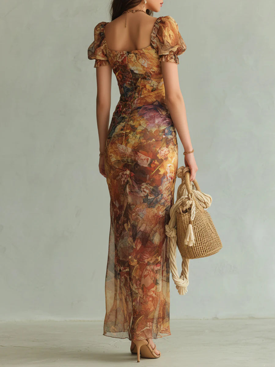 Peinture™ | Robe longue bohème orange