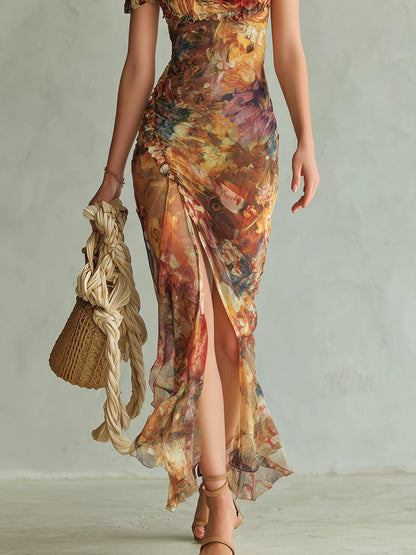 Viola™ | Robe longue en mousseline imprimée