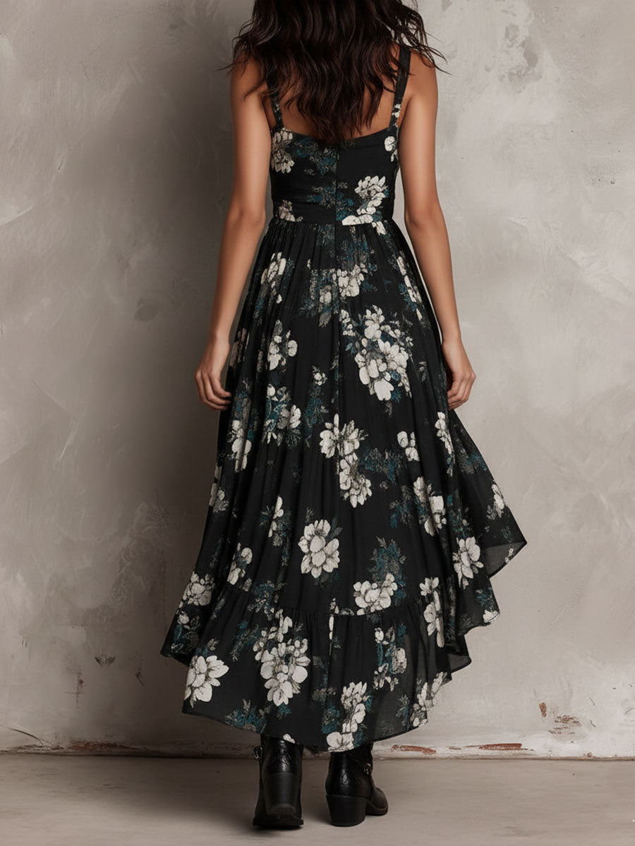 Bohème Noire™ | Robe longue bustier fleurie