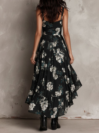 Bohème Noire™ | Robe longue bustier fleurie