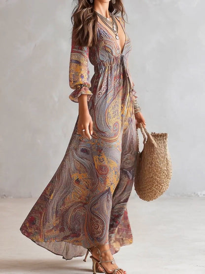 Cachemire™ | Robe longue en mousseline paisley