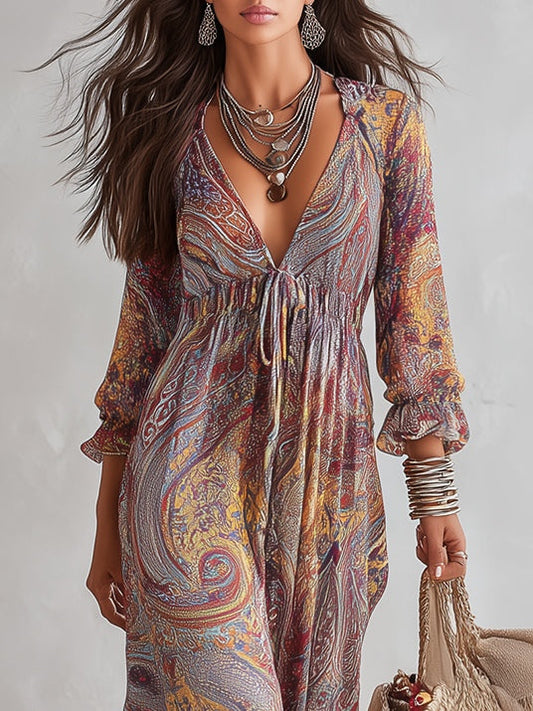 Cachemire™ | Robe longue en mousseline paisley