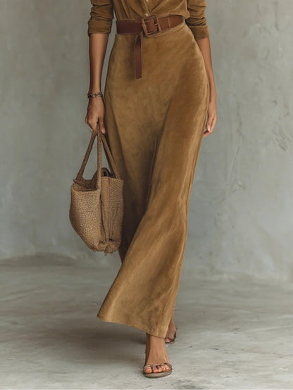 Azaria™ | Robe longue suédée à revers