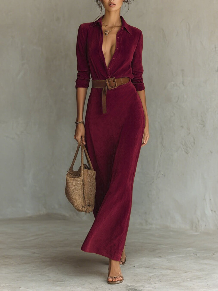 Azaria™ | Robe longue suédée à revers