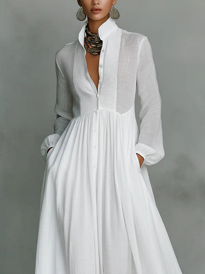Yvaine™ | Robe maxi minimaliste à col montant