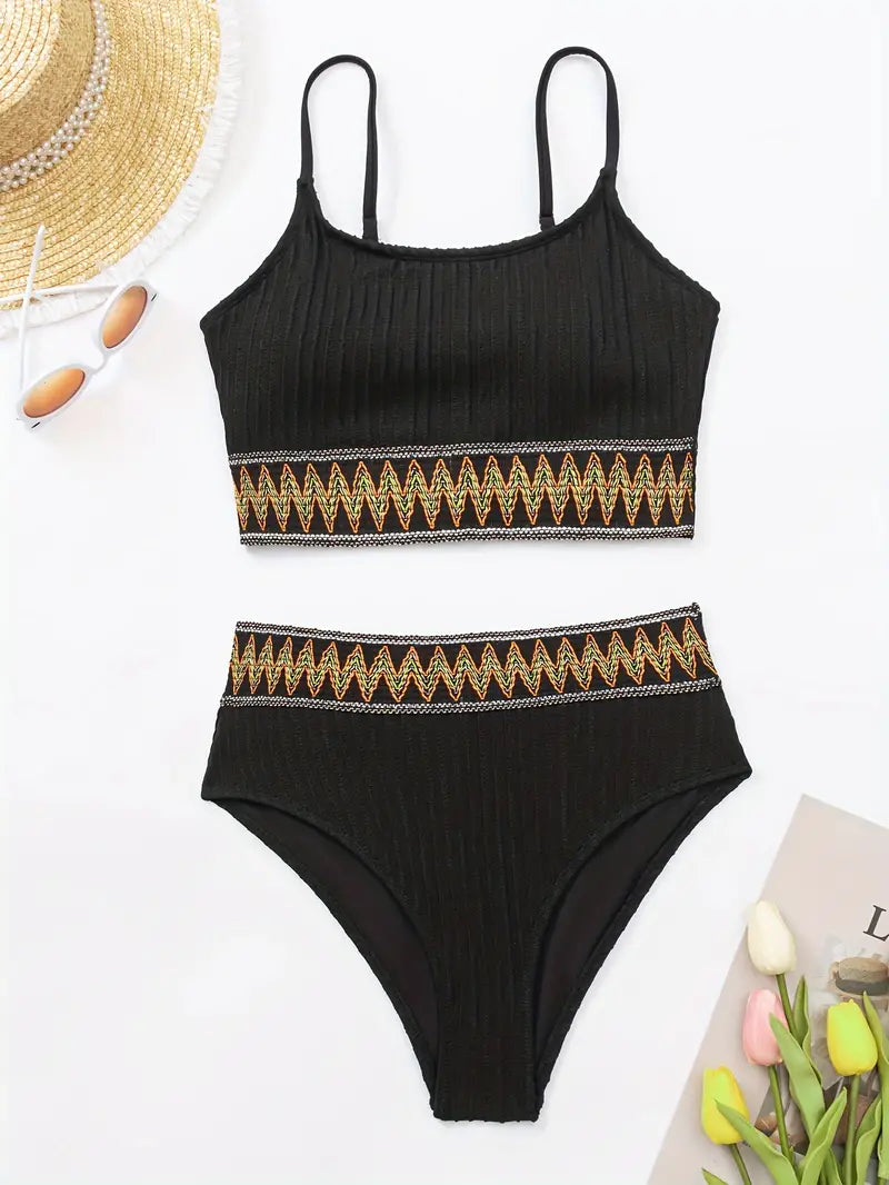 SHIFA™ | BIKINI CÔTELÉ TAILLE HAUTE