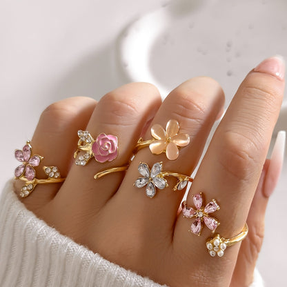 Hanneli™ | Ensemble de bagues en alliage à strass et perles