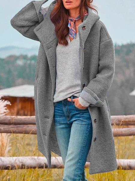 Audrey - Veste d'extérieur chaude à boutons, chic et confortable