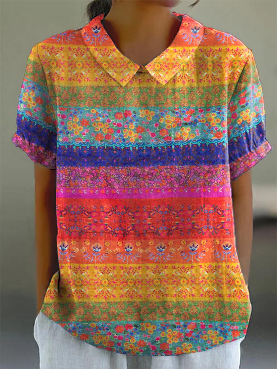 Maya™ | Chemise rayée à fleurs