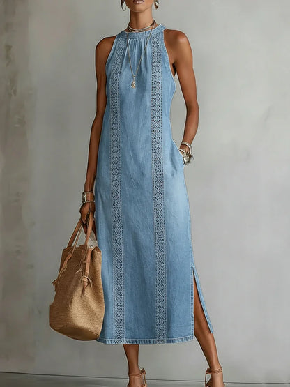 Julia™ | Robe en denim à dentelle rétro