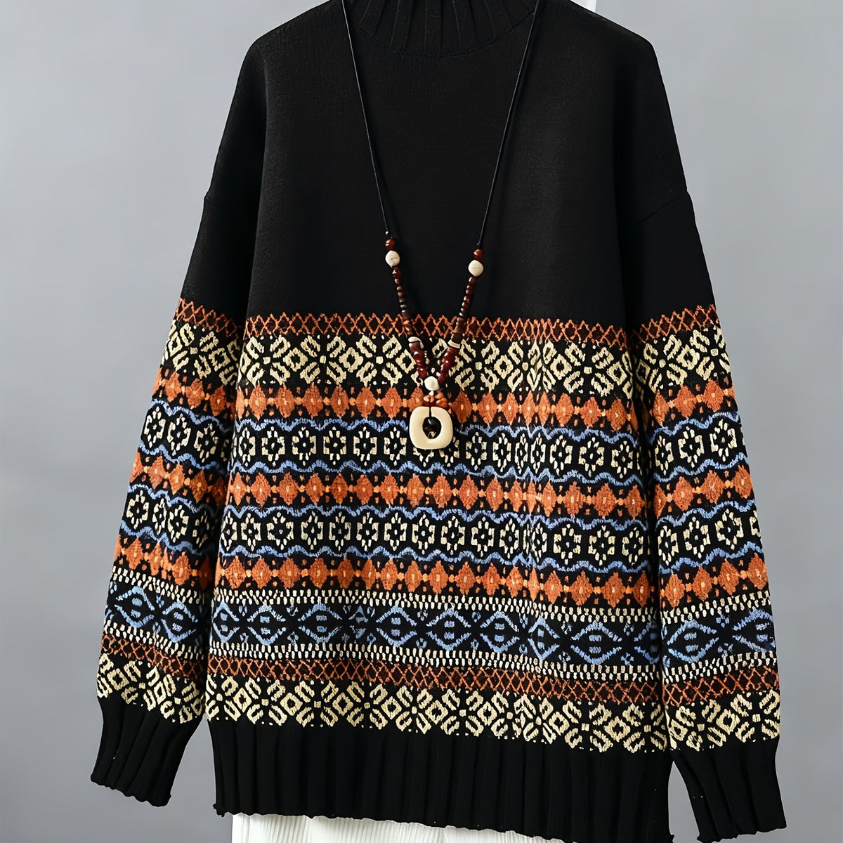 Thea | Pull vintage en jacquard à coupe ample