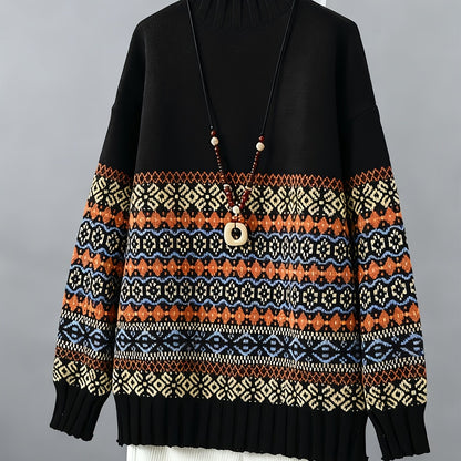 Thea | Pull vintage en jacquard à coupe ample