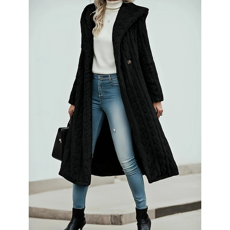 Marion | Manteau long à capuche ouvert sur le devant