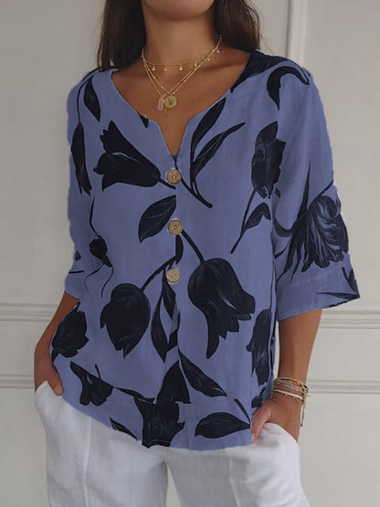 Despoina™ | Top fleuri boutonné
