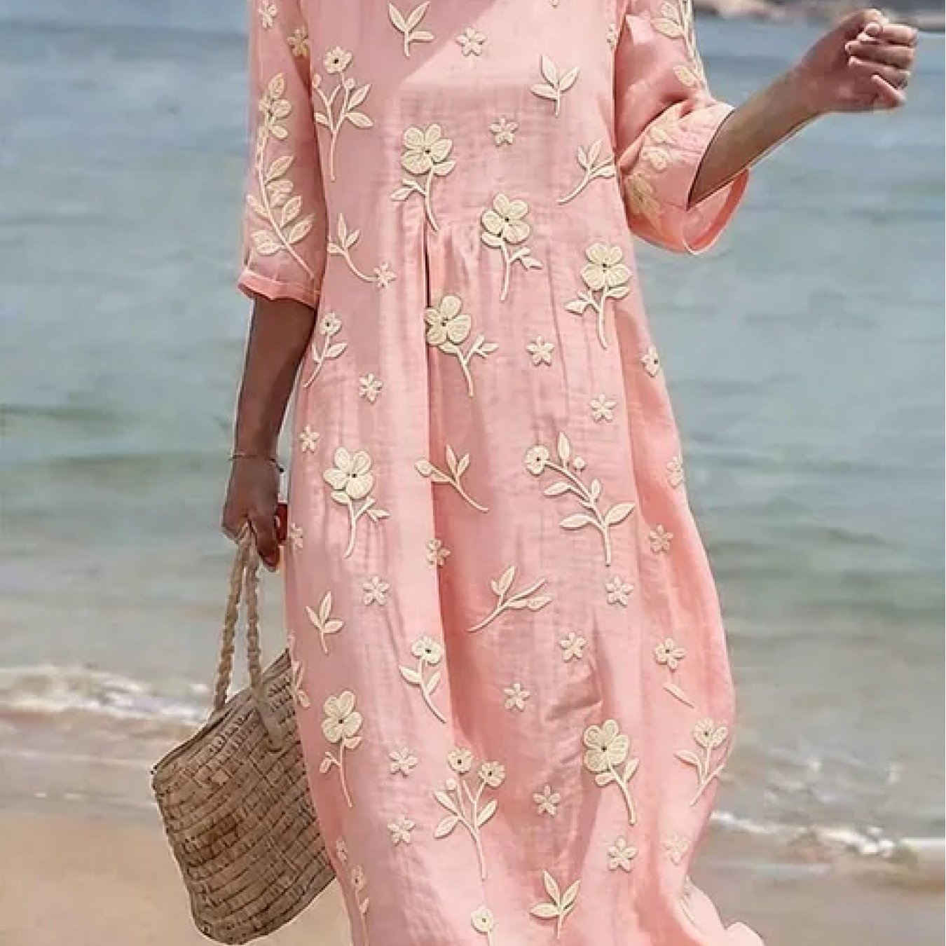 Nerolia™ | Robe brodée manches mi-longues