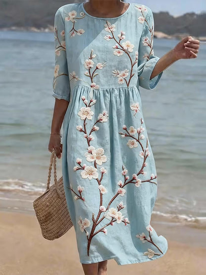 Zariah™ | Robe décontractée fleurie manches coudes