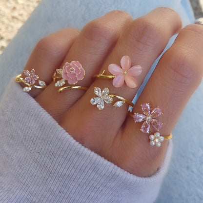 Hanneli™ | Ensemble de bagues en alliage à strass et perles