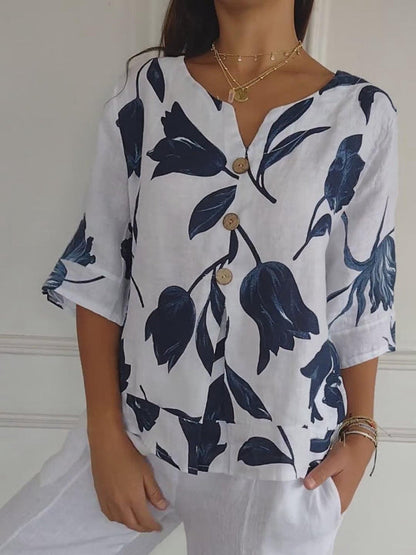 Despoina™ | Top fleuri boutonné