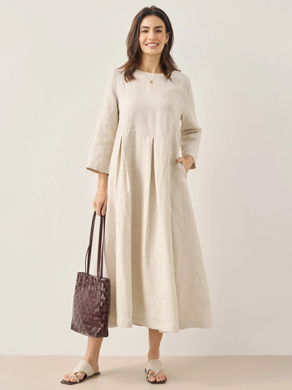 Élise™ | Robe longue en lin à plis