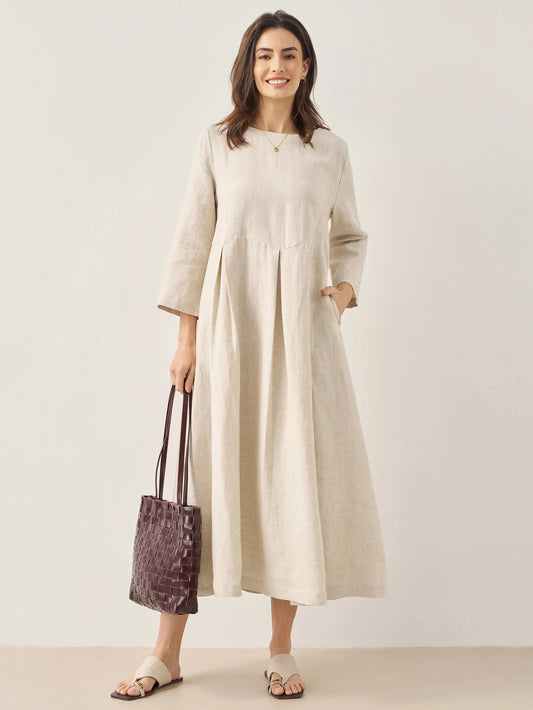 Élise™ | Robe longue en lin à plis