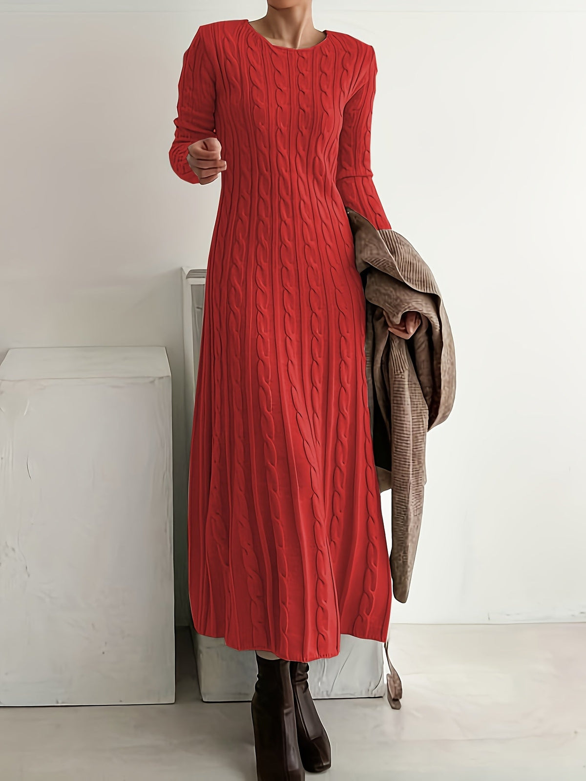 Lucinda | Robe longue en maille torsadée