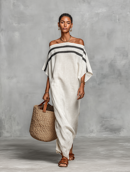 Xaviera™ | Robe Maxi en Lin Épaules Dénudées
