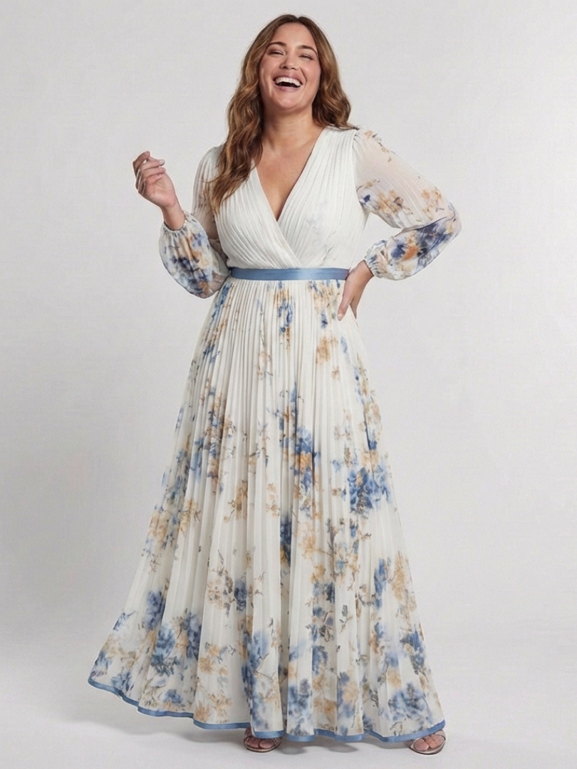 Agnès™ | Robe maxi fleurie col V