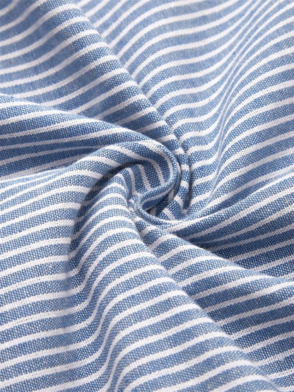 Lucille™ | Robe midi fluide à rayures avec poches et boutons décoratifs
