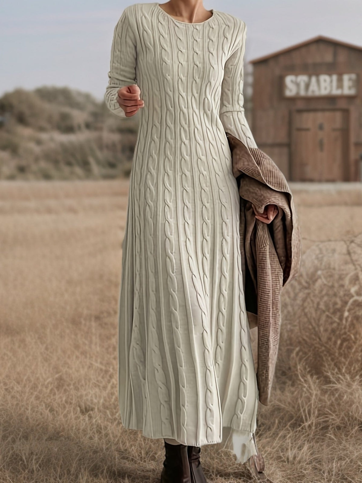 Lucinda | Robe longue en maille torsadée