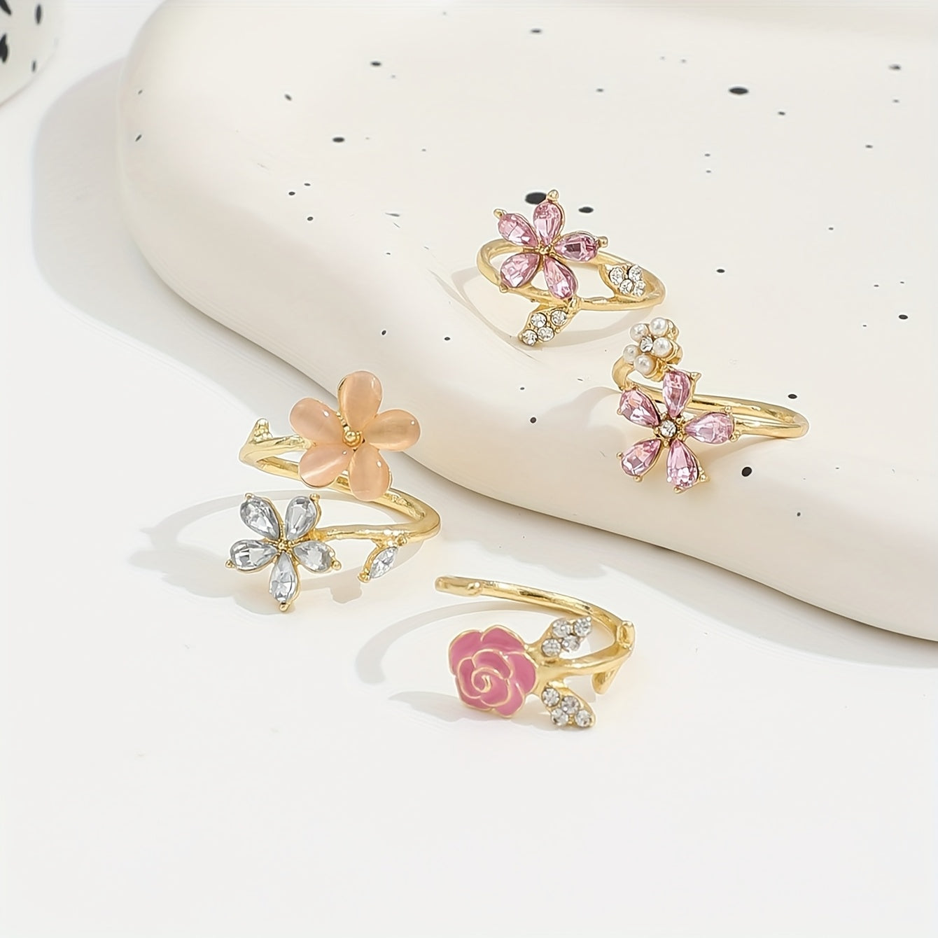 Hanneli™ | Ensemble de bagues en alliage à strass et perles
