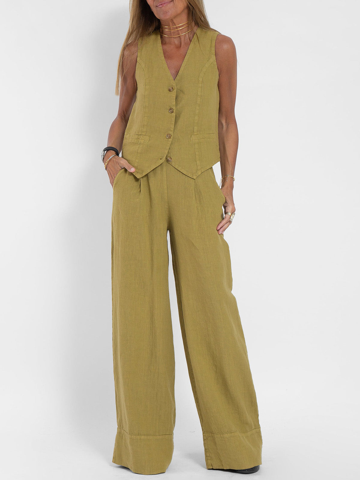 Aira™ | Ensemble 2 pièces gilet &amp; pantalon large