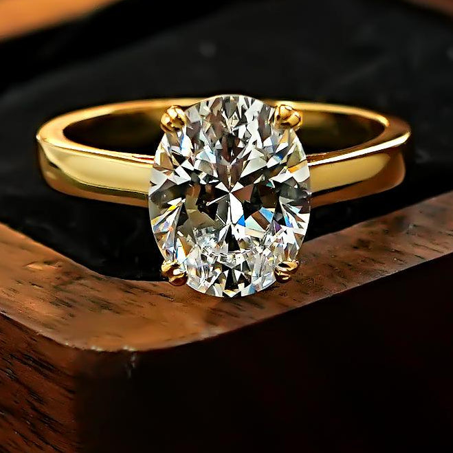 Birgit™ | Bague de fiançailles ovale bande fine