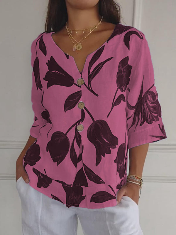 Despoina™ | Top fleuri boutonné