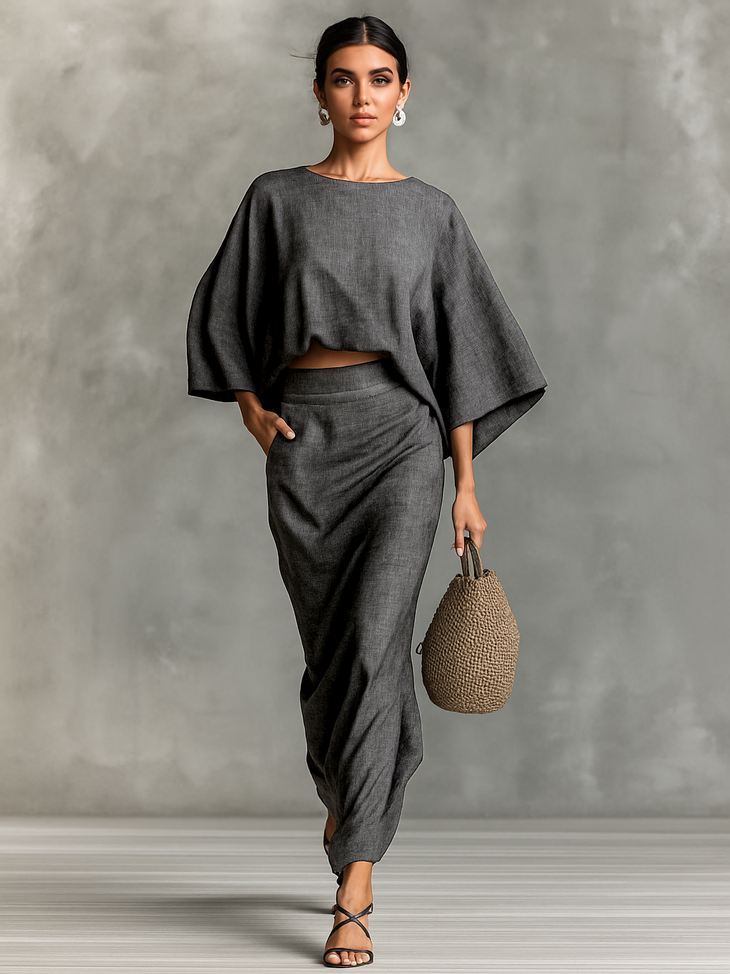 Léana™ | Ensemble lin &amp; jupe longue