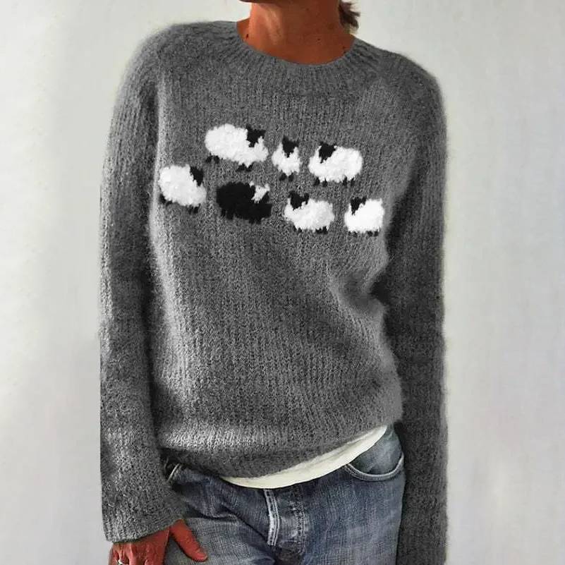 Lina™ - Pull à motif mouton, confortable et mignon
