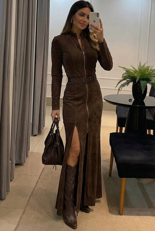 Rym™ | Robe longue en daim