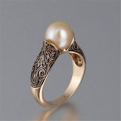 Kalista™ | Bague vintage dorée ornée de perles