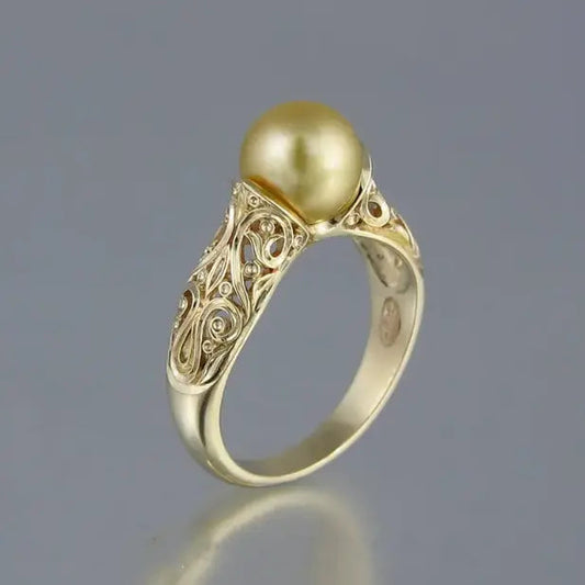 Yareli™ | Bague en or vintage à perles